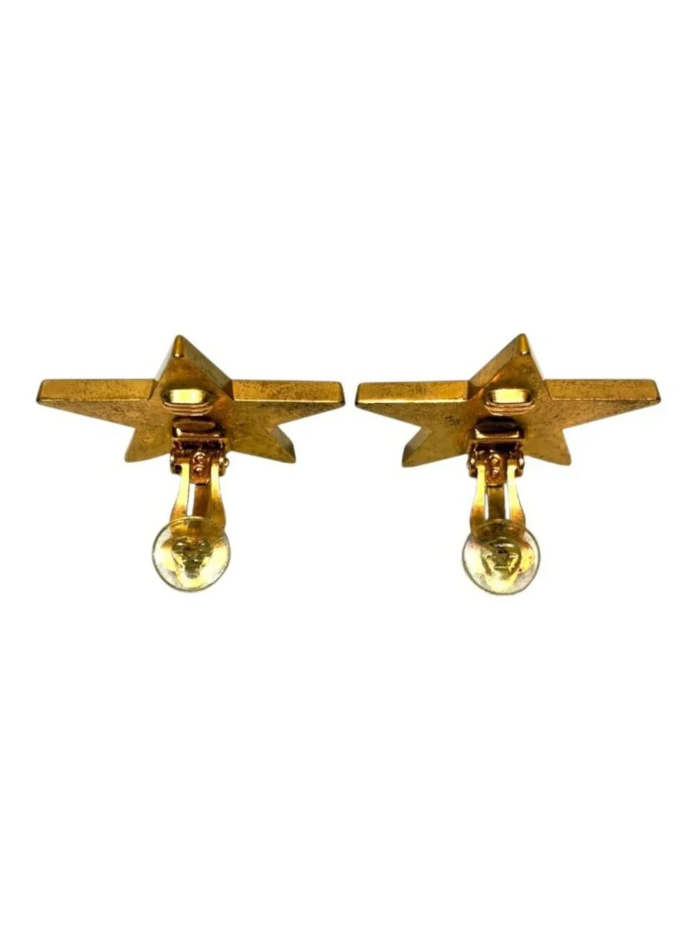 Chanel 01P CC Logo Star Black Gold Vintage Earrings Metal